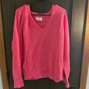 Old Navy Women's Bright Pink V-Neck Sweater